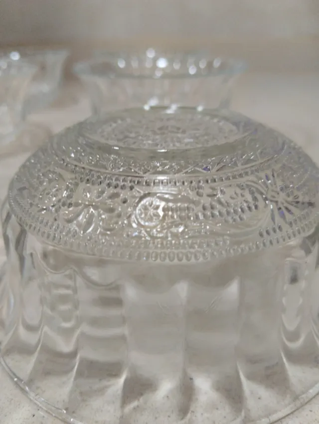 6 cuencos de cristal tallado