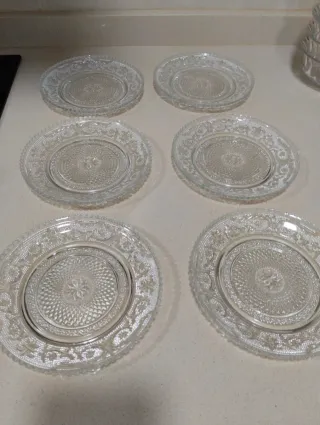 6 cuencos de cristal tallado