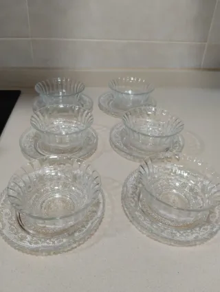 6 cuencos de cristal tallado