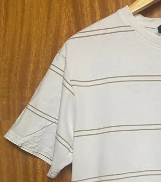 Camiseta Pull&Bear Rayas Beige New York XS