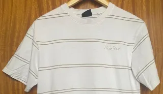 Camiseta Pull&Bear Rayas Beige New York XS