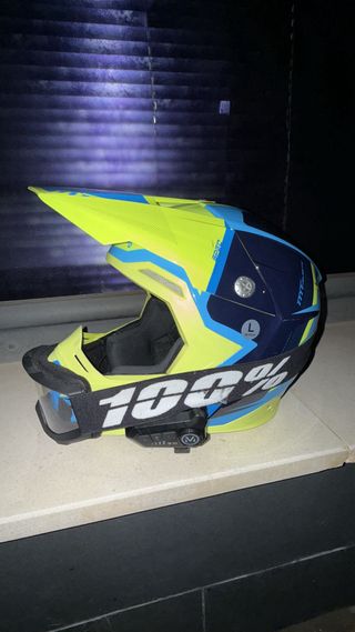 Casco Motocross 100% Amarillo y Azul