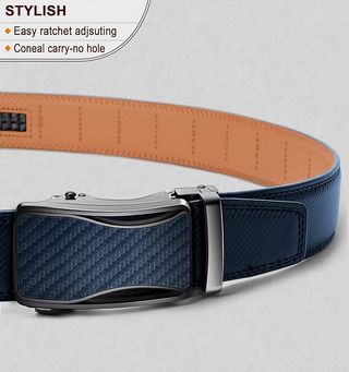 Cinturón KEMISANT Trinquete Cuero Azul/Marrón