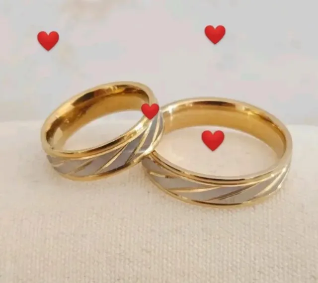 San Valentín parejas Alianzas bañado en oro