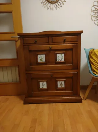 Zapatero familiar doble madera con cajones extra