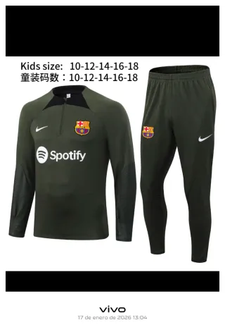 Chándal Barça Niños Negro Talla 10-18