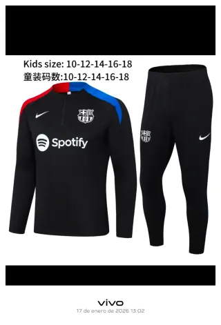 Chándal Barça Niños Negro Talla 10-18