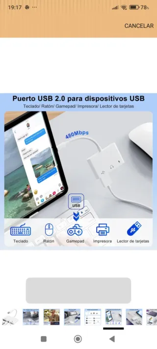 Adaptador USB C a Jack 3.5mm y Carga