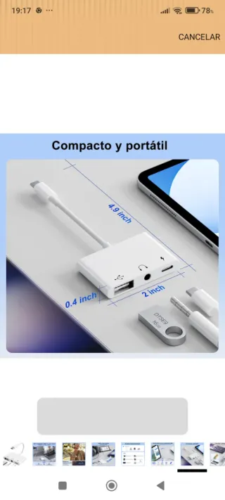 Adaptador USB C a Jack 3.5mm y Carga