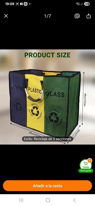 Cubos de reciclaje 3 secciones