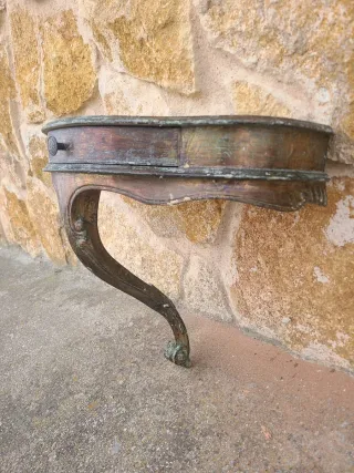 Consola de pared madera antigua dorada