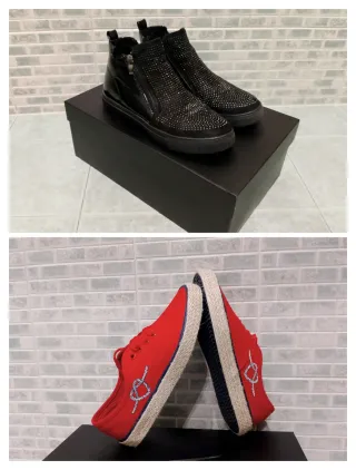 Scarpe donna nere e rosse taglia 37 sneakers moda