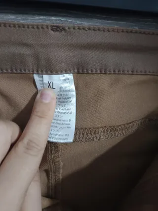 Pantalón de cuero beige/marrón