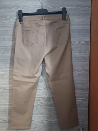 Pantalón de cuero beige/marrón