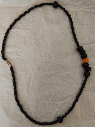Collar vintage abalorios negros y naranja