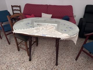 Mesa Comedor Cristal y Madera Extensible