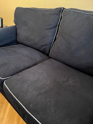Sofá de 2 plazas con funda azul