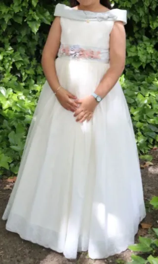 Vestido de comunión niña con tocado
