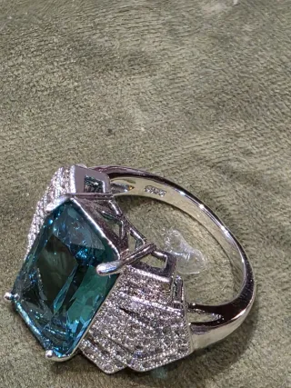 Anillo cóctel piedra azul plata