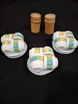 Juego 12 Tazas Café Porcelana Diseño Floral