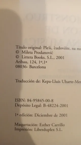 Baila monstruo al son de mi tierna musica. P. Edic