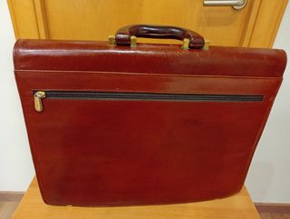 Maletín Pierre Cardin Piel Marrón Dorado