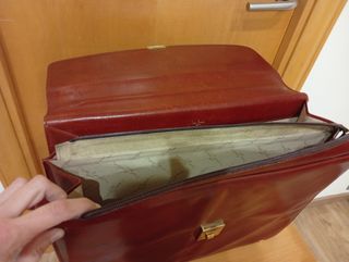 Maletín Pierre Cardin Piel Marrón Dorado