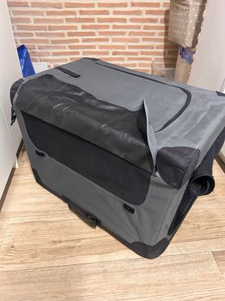 Transportín para mascotas gris y negro