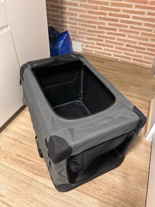 Transportín para mascotas gris y negro