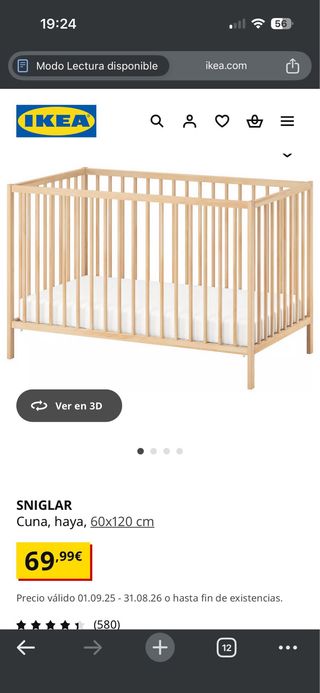 Cuna Ikea con Colchón Ecus Kids