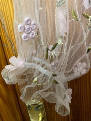 Vestido tul bordado floral rosa