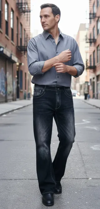 Pantalón vaquero OWK LAB negro/azul