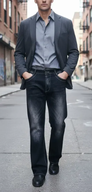 Pantalón vaquero OWK LAB negro/azul