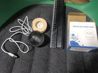 Lámpara Noche Galaxia Cristal Madera