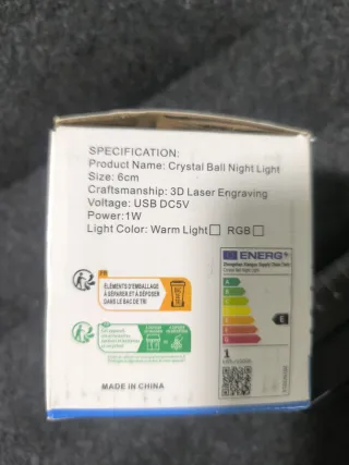 Lámpara Noche Galaxia Cristal Madera