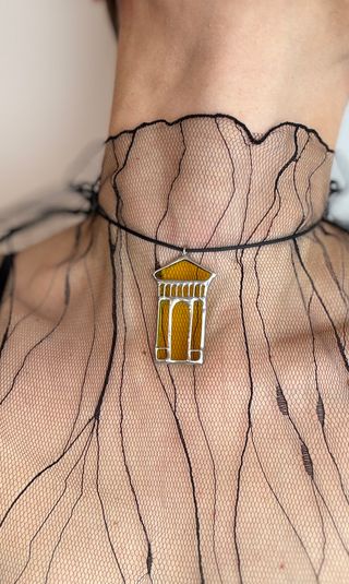 Colgante vitral arco redondo hecho a mano