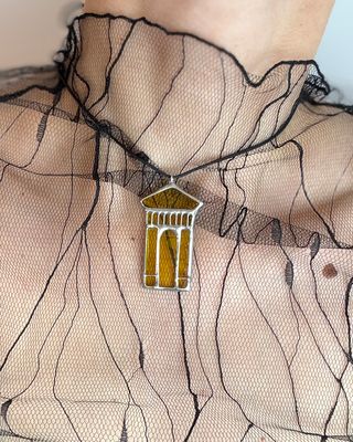 Colgante vitral arco redondo hecho a mano