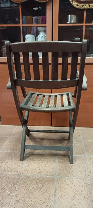 Silla plegable madera antigua