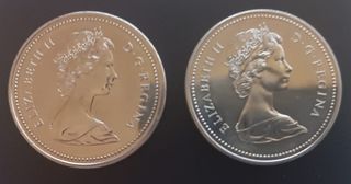 2 Monedas Canadá Reina Isabel II Plata (5)