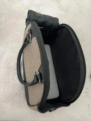 Bolso Transportín Perro Beige y Negro