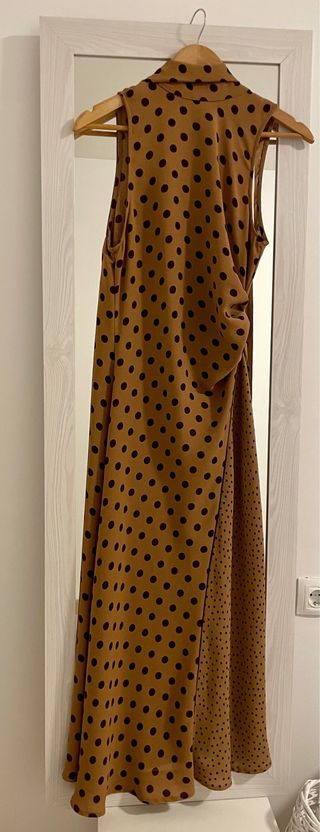 Vestido midi lunares marrón y negro