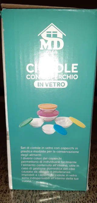 Set 5 Ciotole Vetro MD Casa Coperchi Morbidi