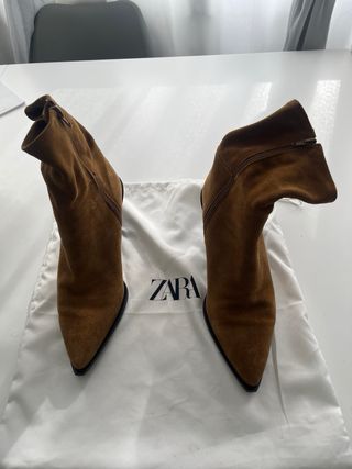Botines Zara Puntiagudos Tacón Madera