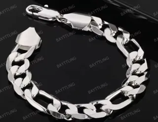 Pulsera Figaro Plata 925 12MM 8 Pulgadas