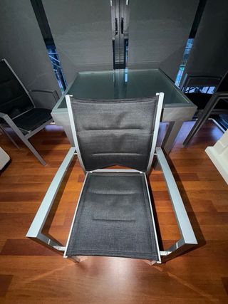 OFERTA” Mesa Terraza Aluminio/Cristal +6 Sillas