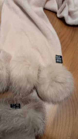 Conjunto guantes y bufanda beige