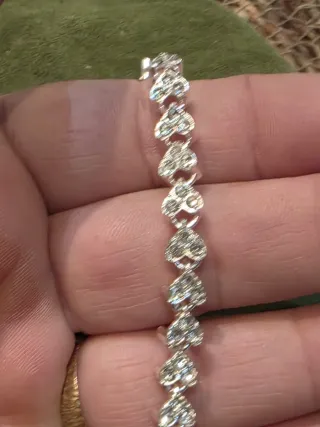 Pulsera Corazones Brillantes Plata
