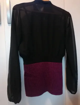 Maglia nera e fucsia velata