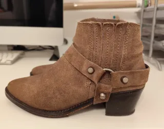 Botines Mango Piel Serraje Marrón Talla 37