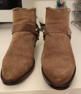 Botines Mango Piel Serraje Marrón Talla 37